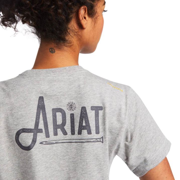 Ariat Rebar Workman Graphic Ariat Logo T-Shirt Grau | 7EcYxPXH