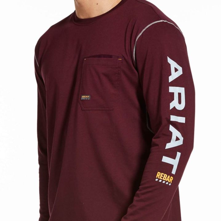 Ariat Rebar Workman Logo Malbec | fgANHuox