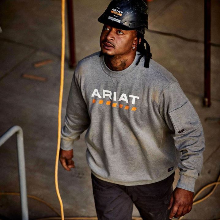 Ariat Rebar Workman Logo Sweatshirt Grau | IHUyUj4H