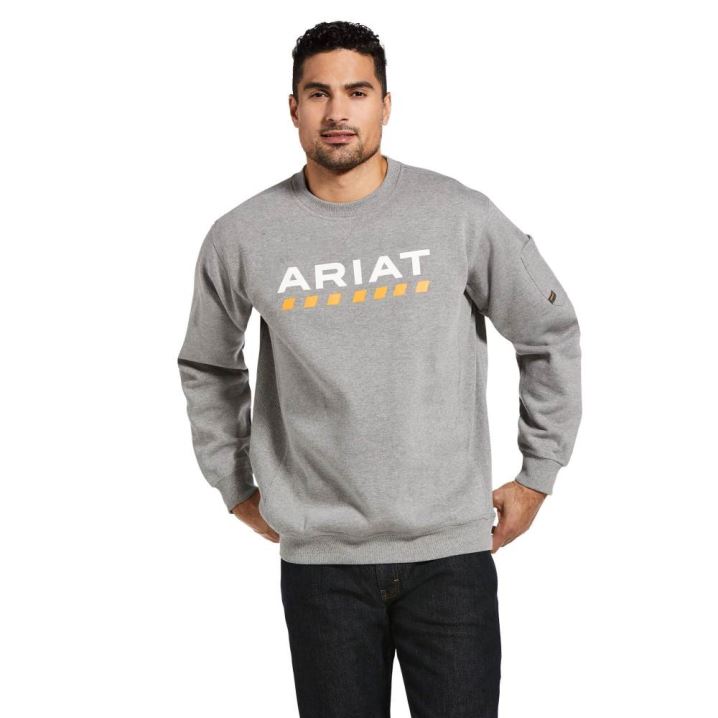 Ariat Rebar Workman Logo Sweatshirt Grau | IHUyUj4H