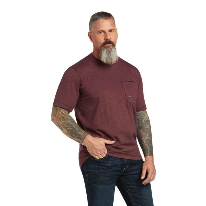 Ariat Rebar Workman Logo T-Shirt Malbec Heather | CxaoMWHy