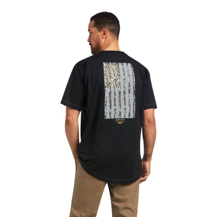 Ariat Rebar Workman Reflective Flag T-Shirt Schwarz | yC99lu4u