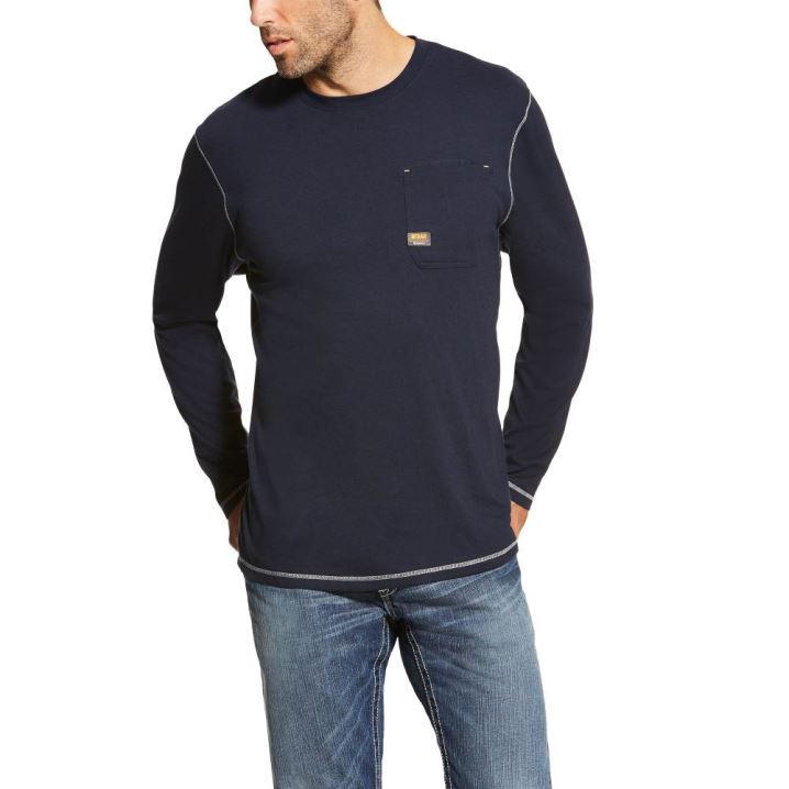 Ariat Rebar Workman T-Shirt Navy | hH77FTrN