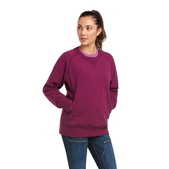 Ariat Rebar Workman Washed Fleece Sweatshirt Lila | UMpfUvdI