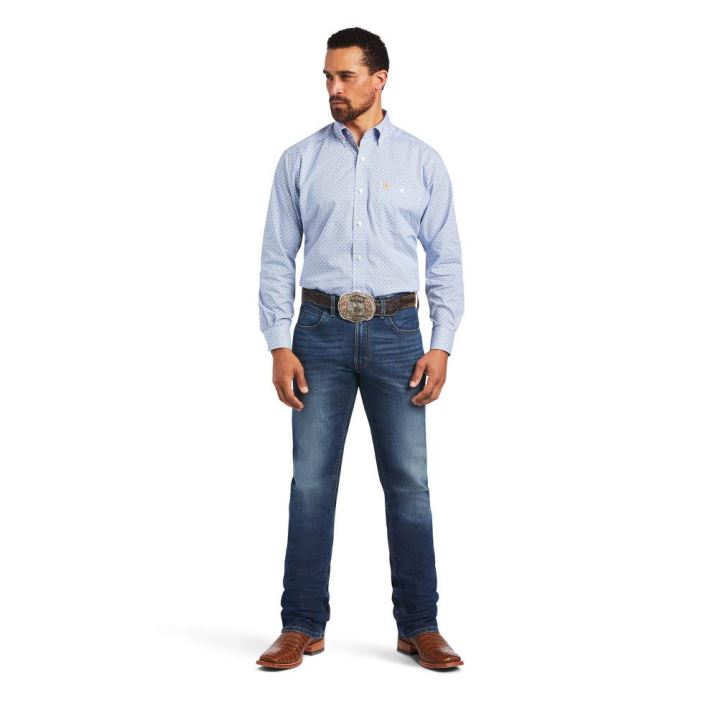 Ariat Relentless Alacrity Stretch Klassische Fit Shirt Blau | NpBRAjkS