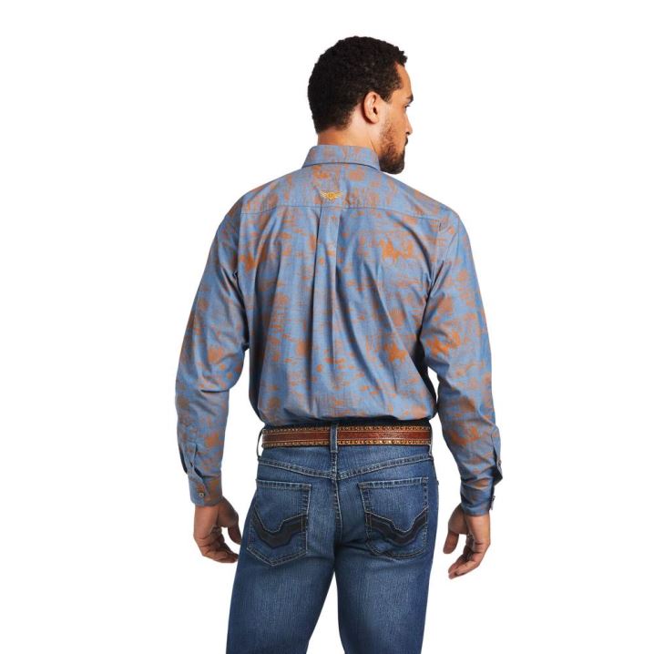 Ariat Relentless Cordage Stretch Klassische Fit Shirt Blau | Gmad5Uhw