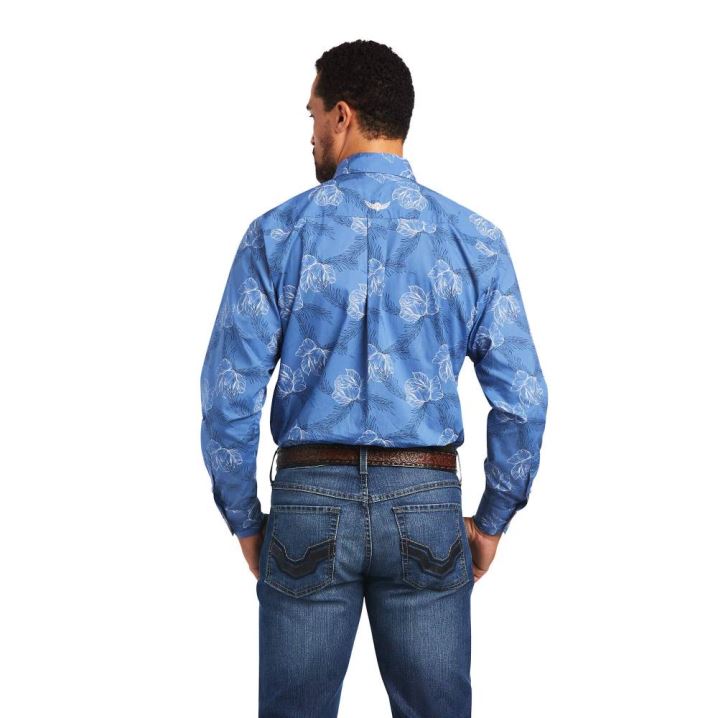 Ariat Relentless Headway Stretch Klassische Fit Shirt Blau | 5HPNJ05W