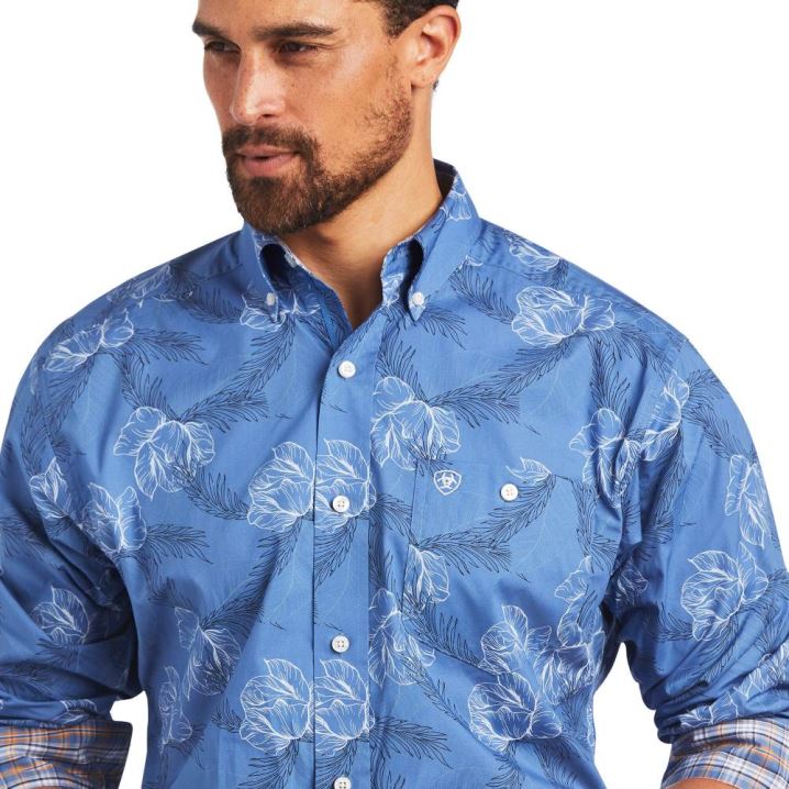 Ariat Relentless Headway Stretch Klassische Fit Shirt Blau | 5HPNJ05W