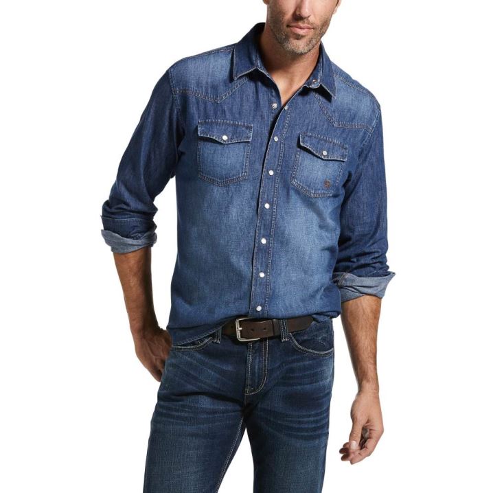 Ariat Retro Fit Denim Shirt Grau | S5pojJiS