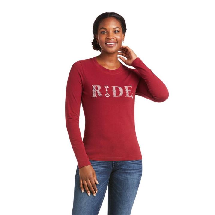 Ariat Ride T-Shirt Rhubarb | iJUoRLyq