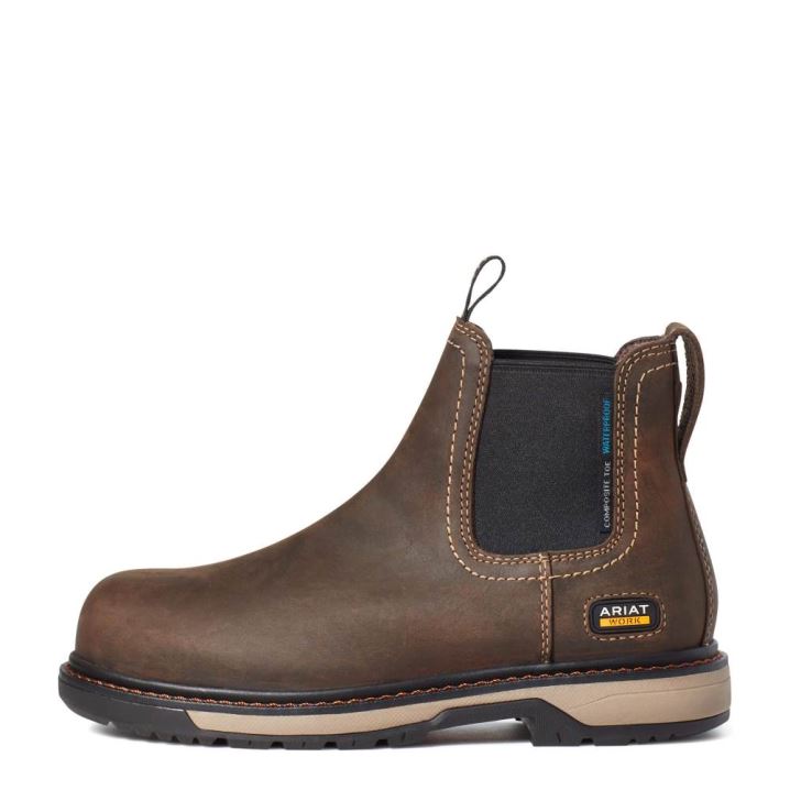 Ariat Riveter Chelsea CSA Wasserdichte Composite Kappe Arbeits Boot Dunkelbraun | i0a4tU7k