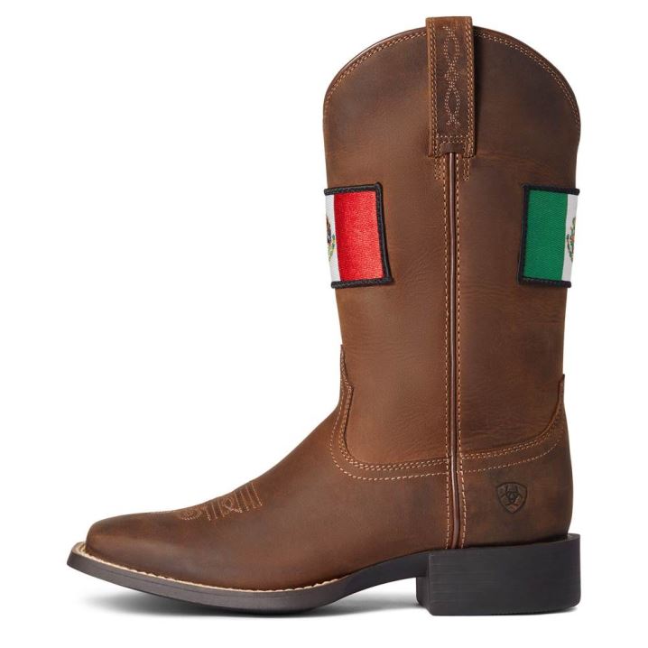 Ariat Round Up Orgullo Mexicano Western Boot Braun | sQxnwAX5