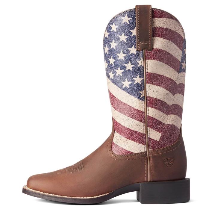 Ariat Round Up Patriot Western Boot Braun | AZcuhrRy