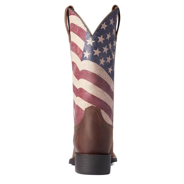 Ariat Round Up Patriot Western Boot Braun | AZcuhrRy