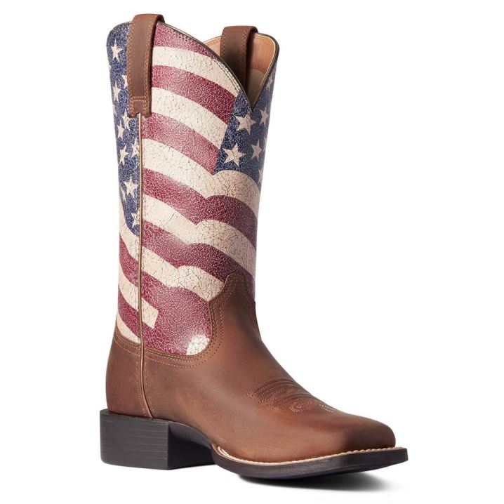 Ariat Round Up Patriot Western Boot Braun | AZcuhrRy