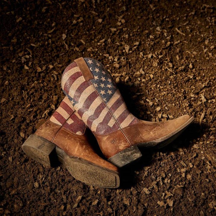 Ariat Round Up Patriot Western Boot Braun | AZcuhrRy