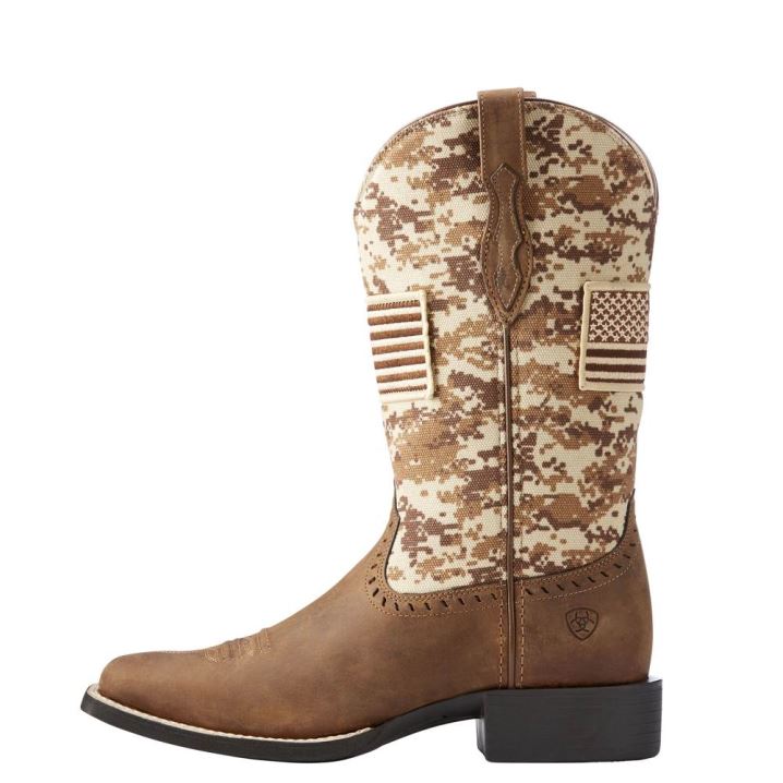 Ariat Round Up Patriot Western Boot Braun | iYBXAKBk