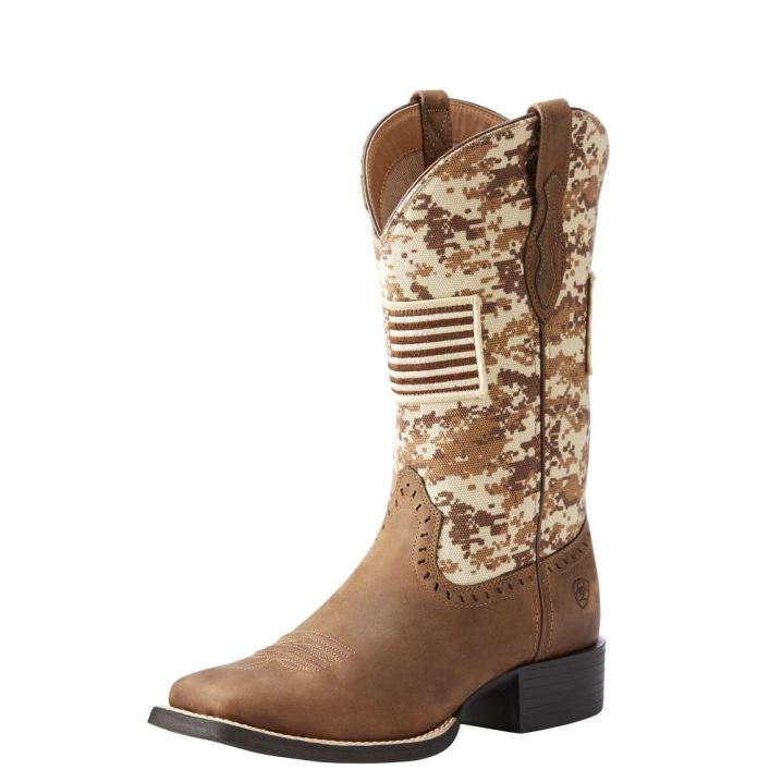 Ariat Round Up Patriot Western Boot Braun | iYBXAKBk