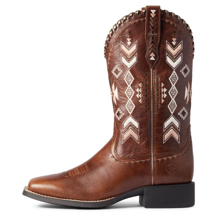 Ariat Round Up Skyler Western Boot Braun | tXumN4Ce