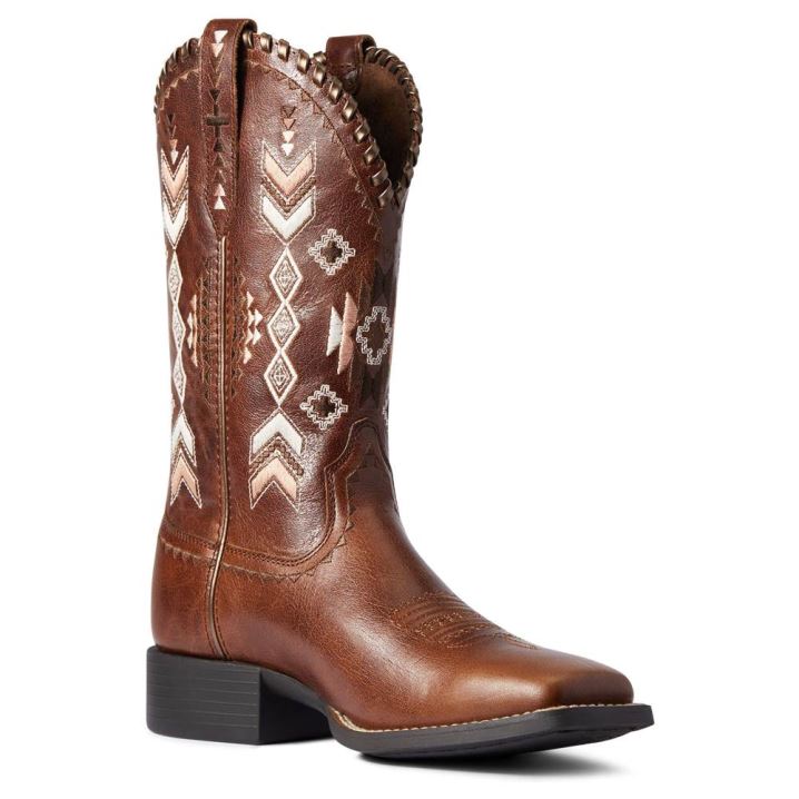 Ariat Round Up Skyler Western Boot Braun | tXumN4Ce