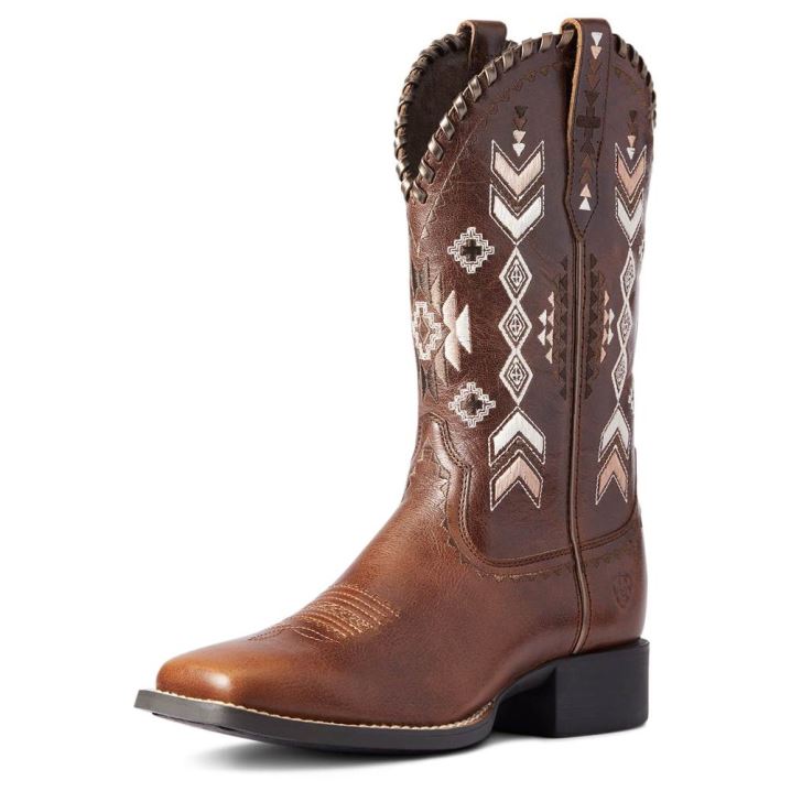 Ariat Round Up Skyler Western Boot Braun | tXumN4Ce