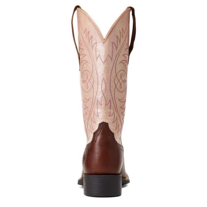 Ariat Round Up Weite Square Kappe StretchFit Western Boot Braun | H3FElxbT