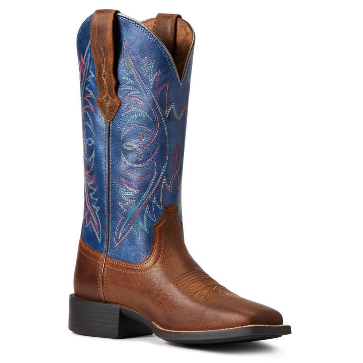 Ariat Round Up Weite Square Kappe StretchFit Western Boot Braun | pHJJStK9