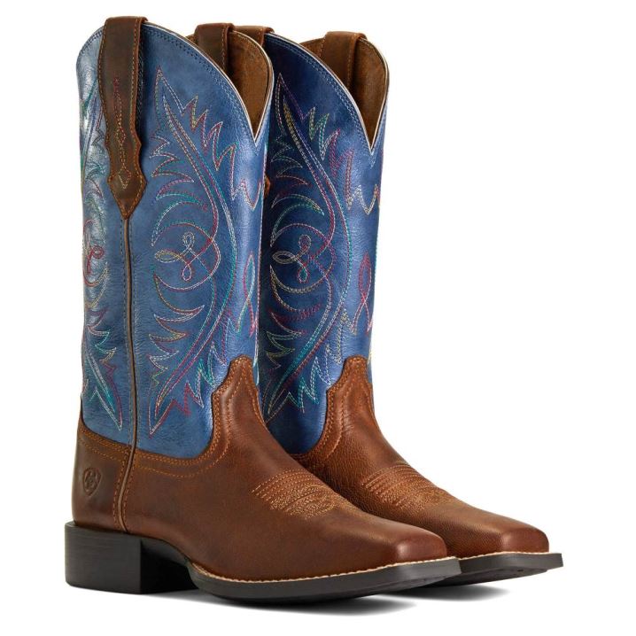 Ariat Round Up Weite Square Kappe StretchFit Western Boot Braun | pHJJStK9