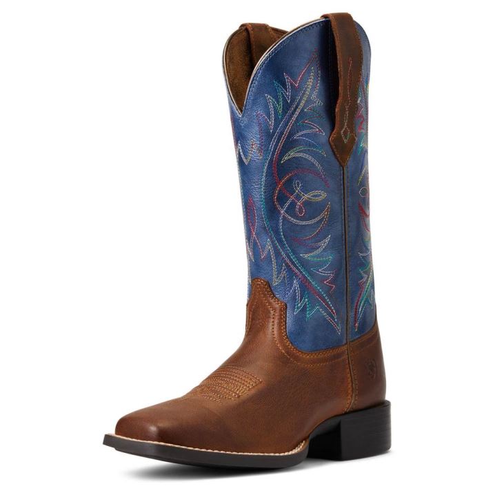 Ariat Round Up Weite Square Kappe StretchFit Western Boot Braun | pHJJStK9