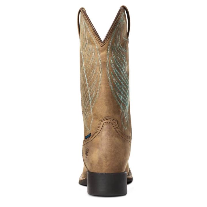 Ariat Round Up Weite Square Kappe Wasserdichte Western Boot Braun | ZaAyWSvT