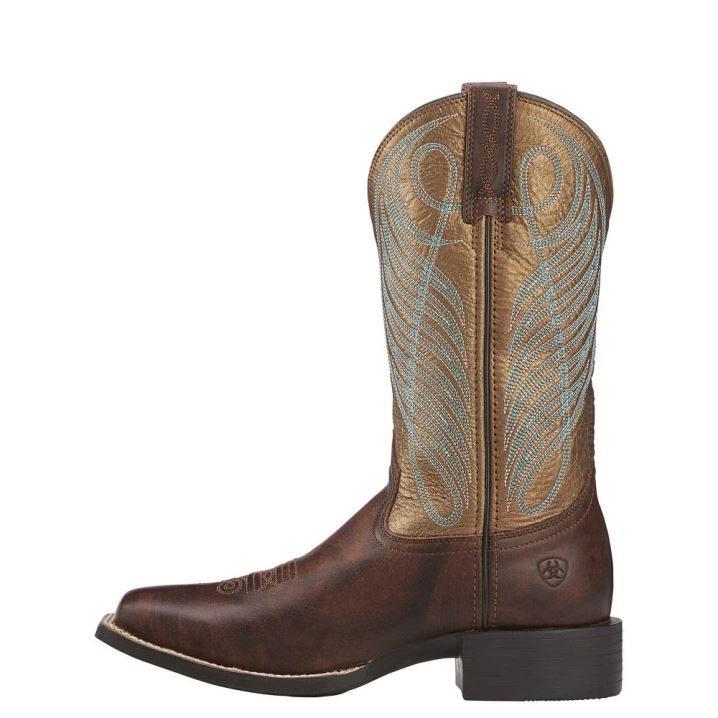 Ariat Round Up Weite Square Kappe Western Boot Braun | Gj0vM6q9