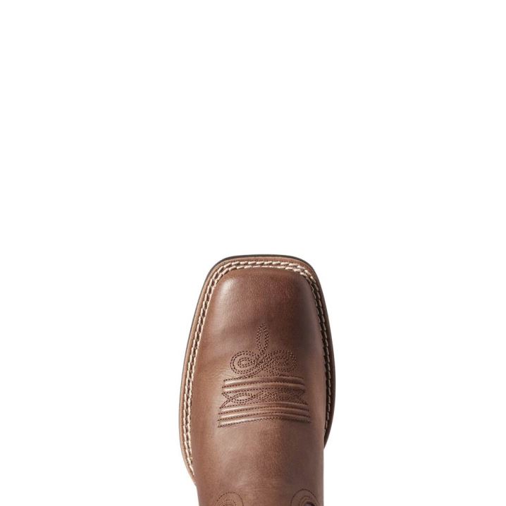 Ariat Round Up Weite Square Kappe Western Boot Dunkelbraun | KOHhvL9D