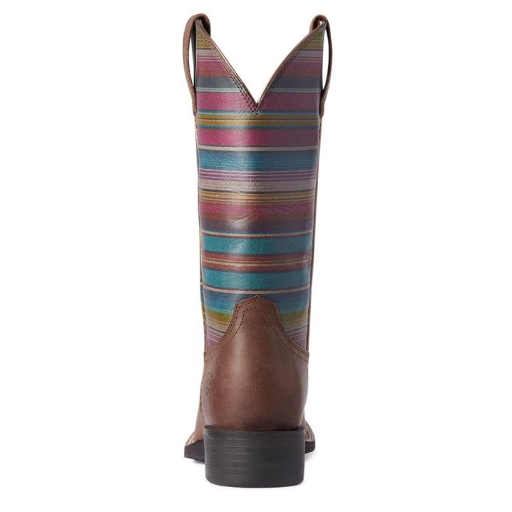 Ariat Round Up Weite Square Kappe Western Boot Dunkelbraun | KOHhvL9D