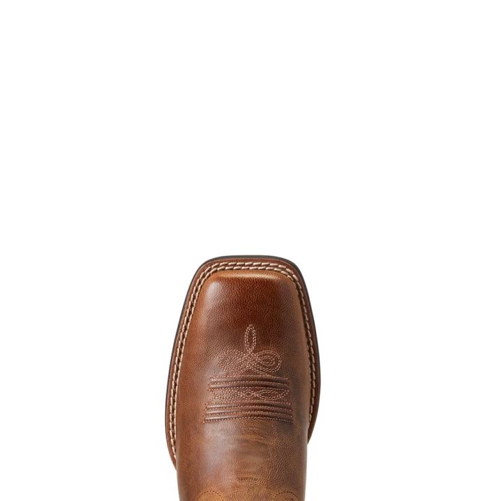 Ariat Round Up Weite Square Kappe Western Boot Braun | OdySbENq