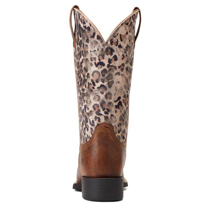 Ariat Round Up Weite Square Kappe Western Boot Braun | OdySbENq