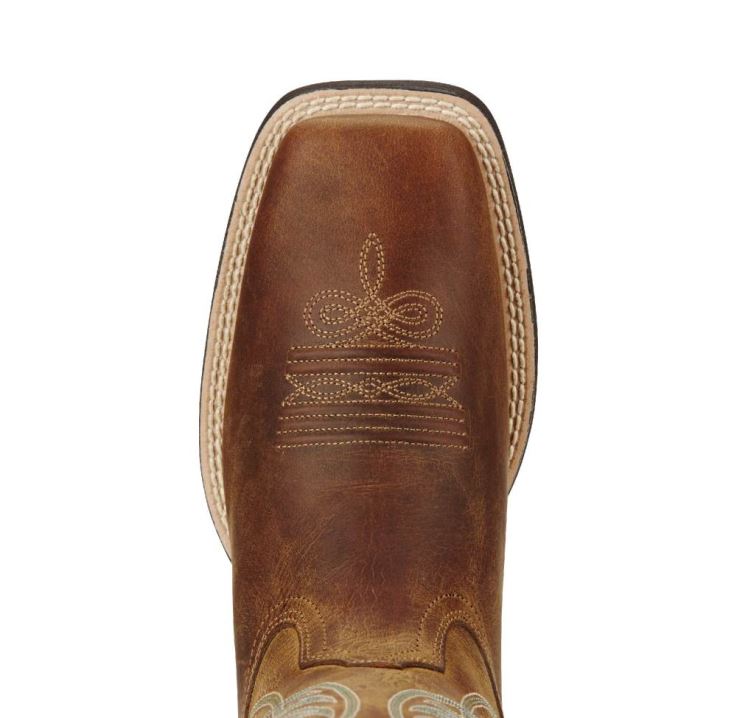 Ariat Round Up Weite Square Kappe Western Boot Braun | yfgShk29