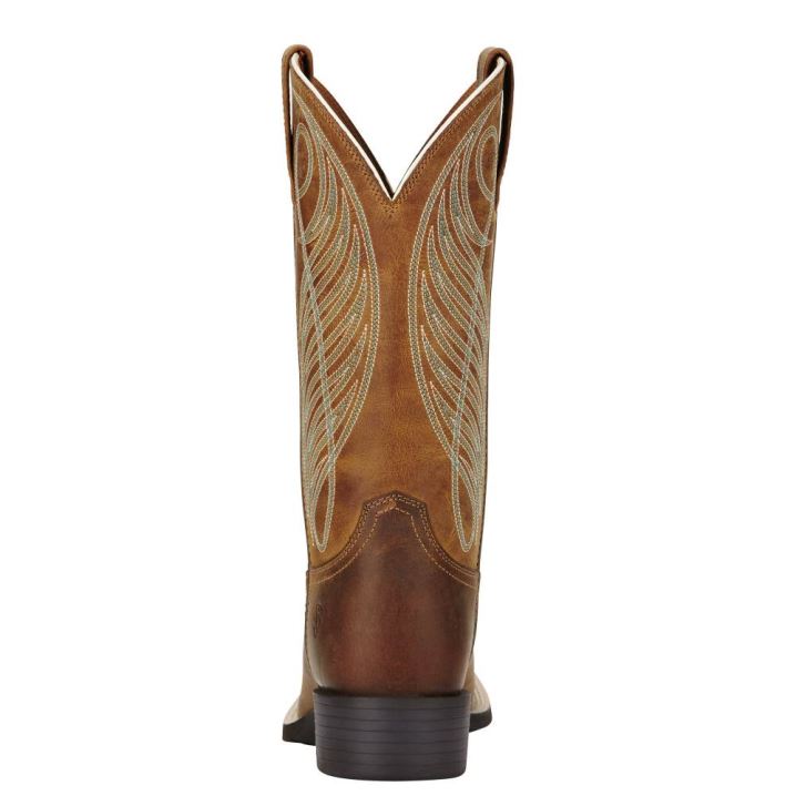 Ariat Round Up Weite Square Kappe Western Boot Braun | yfgShk29