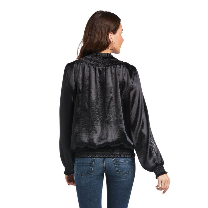 Ariat Satin Bomber Jacket Schwarz | 7SZ7B7ks