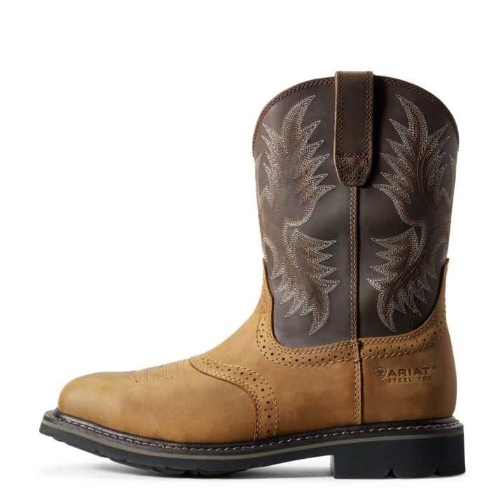 Ariat Sierra Weite Square Kappe Steel Kappe Arbeits Boot Aged Bark | StplrvkU