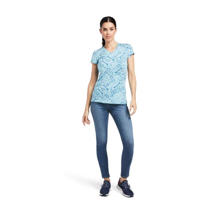 Ariat Snaffle T-Shirt Blau | H3Tb0JNF