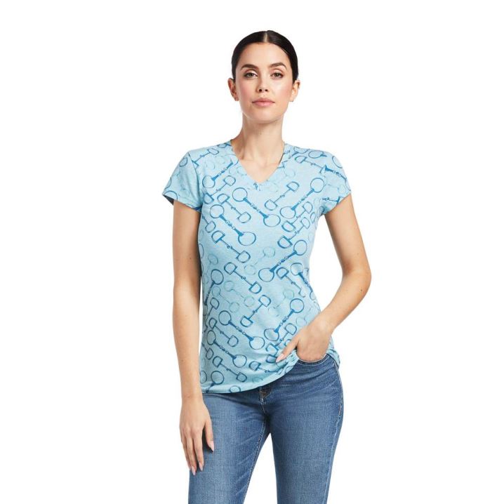 Ariat Snaffle T-Shirt Blau | H3Tb0JNF