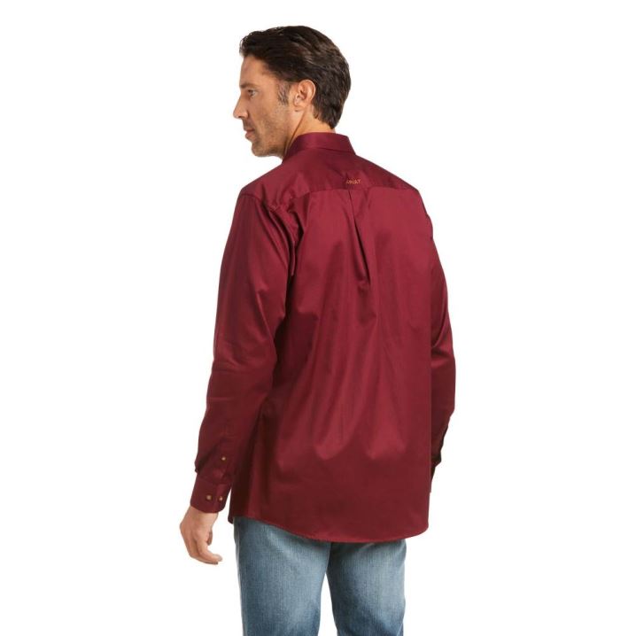 Ariat Solid Twill Fitted Shirt Bordeaux | TFhHodun