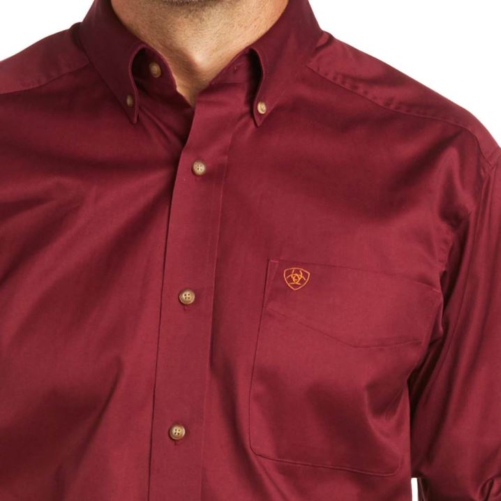 Ariat Solid Twill Fitted Shirt Bordeaux | TFhHodun