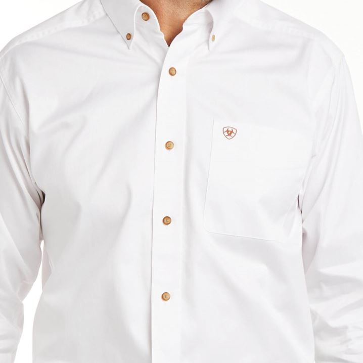 Ariat Solid Twill Fitted Shirt Weiß | 2oSus3w3