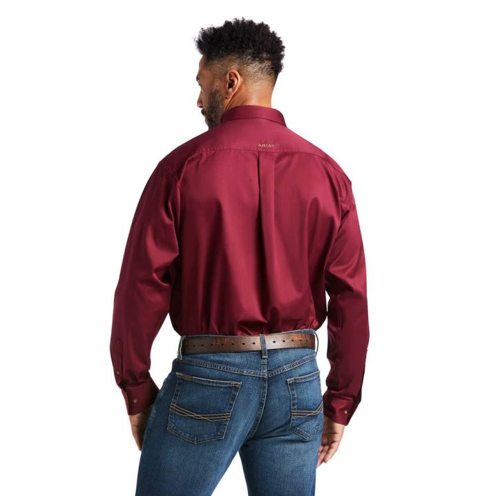 Ariat Solid Twill Klassische Fit Shirt Bordeaux | 6aqik8Yt