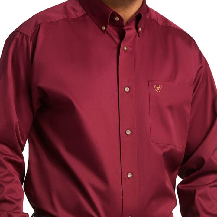 Ariat Solid Twill Klassische Fit Shirt Bordeaux | 6aqik8Yt