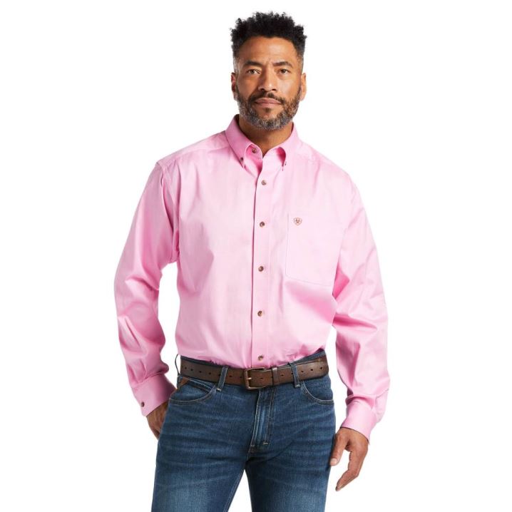 Ariat Solid Twill Klassische Fit Shirt Rosa | bFN8miXV