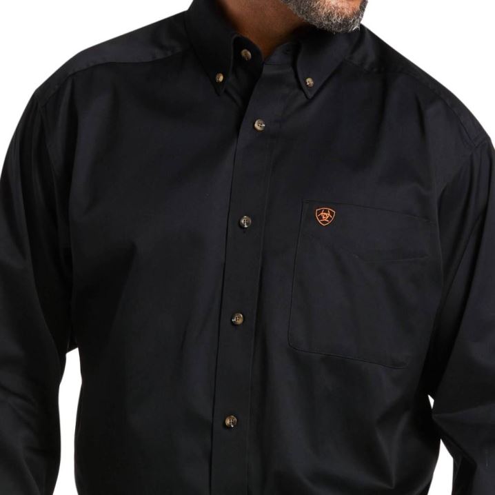 Ariat Solid Twill Klassische Fit Shirt Schwarz | 0HI3Xatb