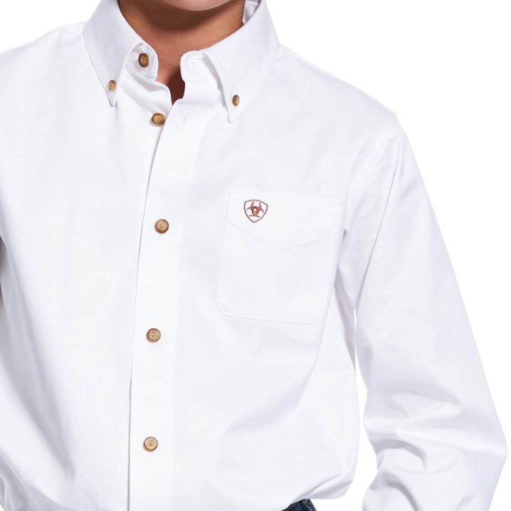 Ariat Solid Twill Klassische Fit Shirt Weiß | KPNW20Pn