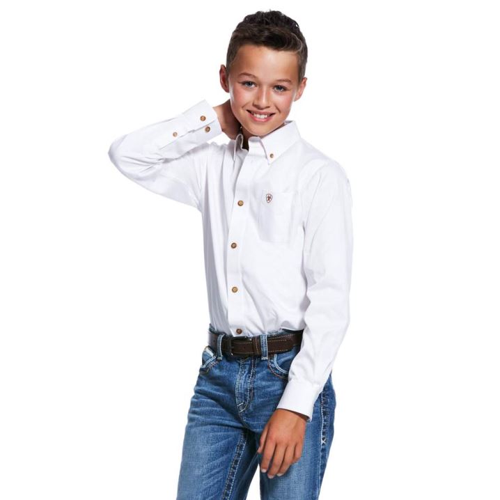 Ariat Solid Twill Klassische Fit Shirt Weiß | KPNW20Pn